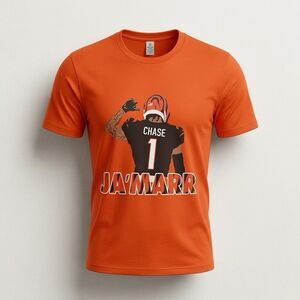 Ja'Marr Chase #1 Cincinnati Bengals Orange Youth Small T Shirt Gildan